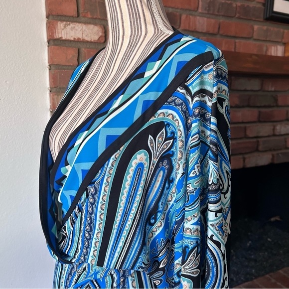 Etro Milano Blue Paisley V-Neck Dress Sz M - Picture 5 of 8